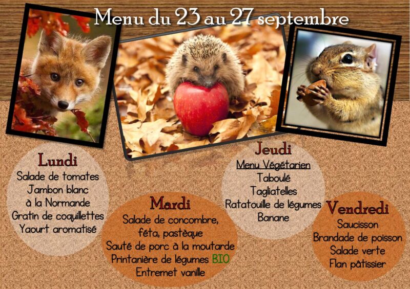 Menu du 23 au 27/09