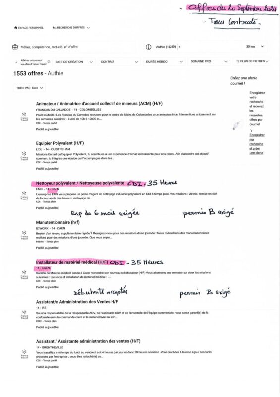 A.I.A.E : Offres d’emplois du 20/09