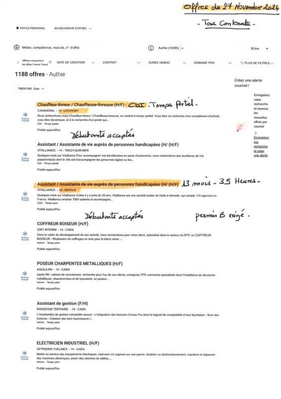 A.I.A.E : Offres d’emplois de 27/11