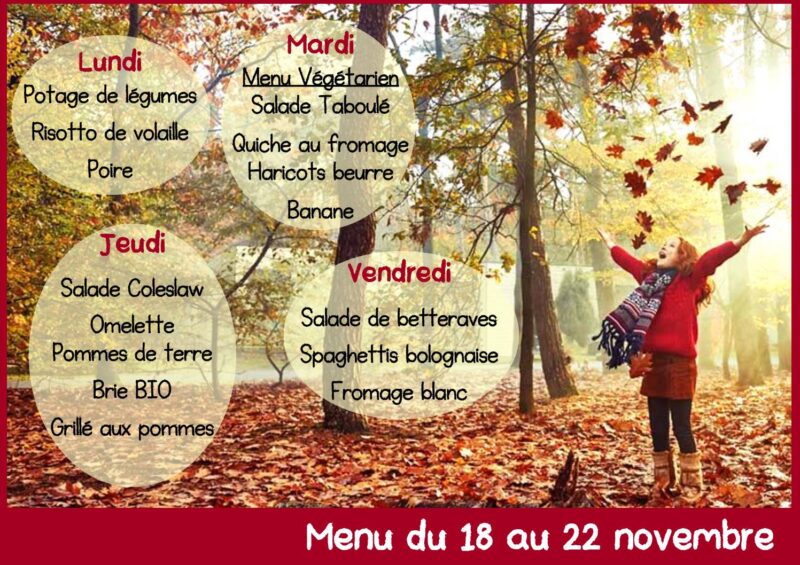 Menu du 18 au 22/11