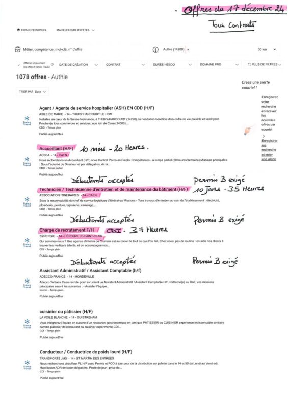 A.I.A.E : Offres d’emplois du 17/12