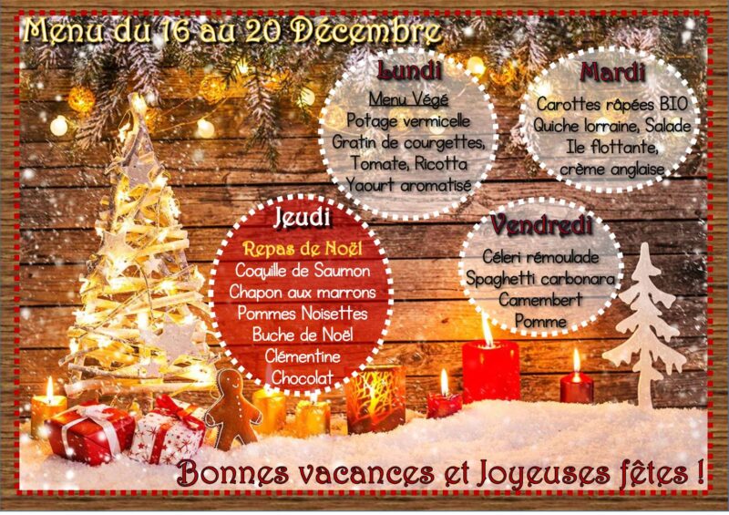 Menu du 16 au 20/12