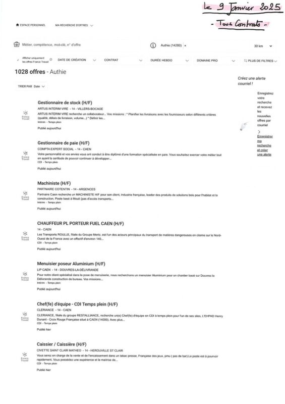 A.I.A.E : Offres d’emplois du 09/01