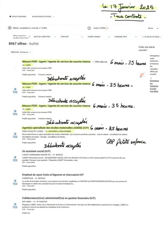 A.I.A.E : Offres d’emplois du 17/01