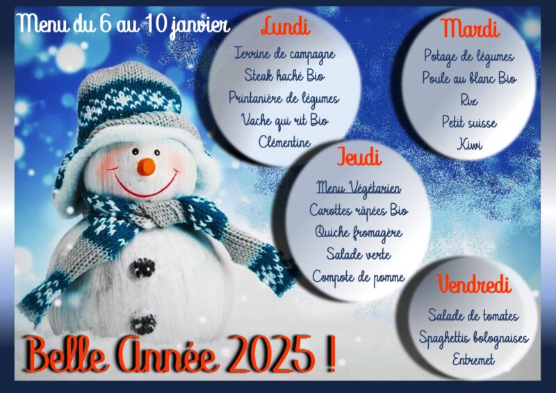 Menu du 06 au10/01