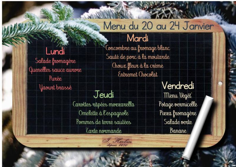 Menu du 20/01 au 24/01