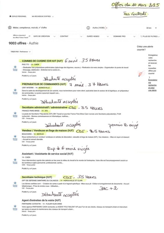 A.I.A.E : Offres d’emplois du 12/03